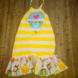 Ricrac and Ruffles Halter Romper 3/6M